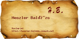Heszler Balázs névjegykártya